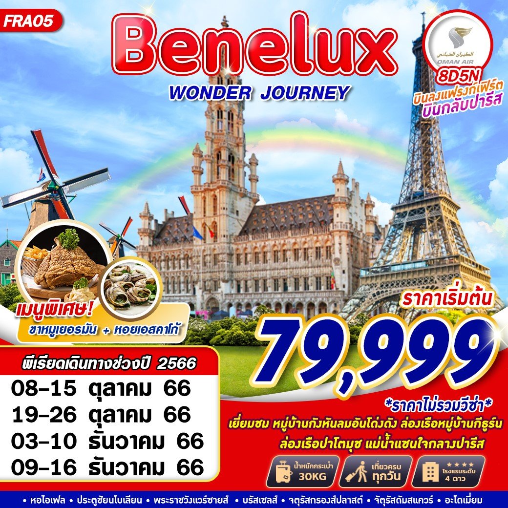 ทัวร์ยุโรป BENELUX WONDER JOURNEY 8D5N WY 2023 (GS)