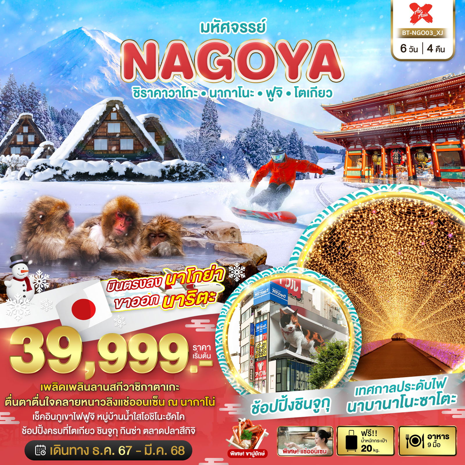 มหัศจรรย์...NAGOYA ชิราคาวาโกะ นากาโนะ ฟูจิ โตเกียว 6 วัน 4 คืน