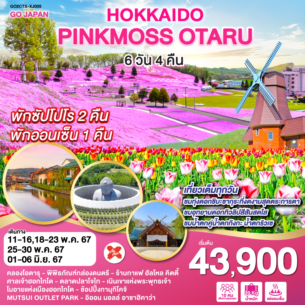 ทัวร์ญี่ปุ่น HOKKAIDO PINKMOSS OTARU 6 D 4 N โดยสายการบินแอร์ เอเชีย เอ็กซ์ [XJ]