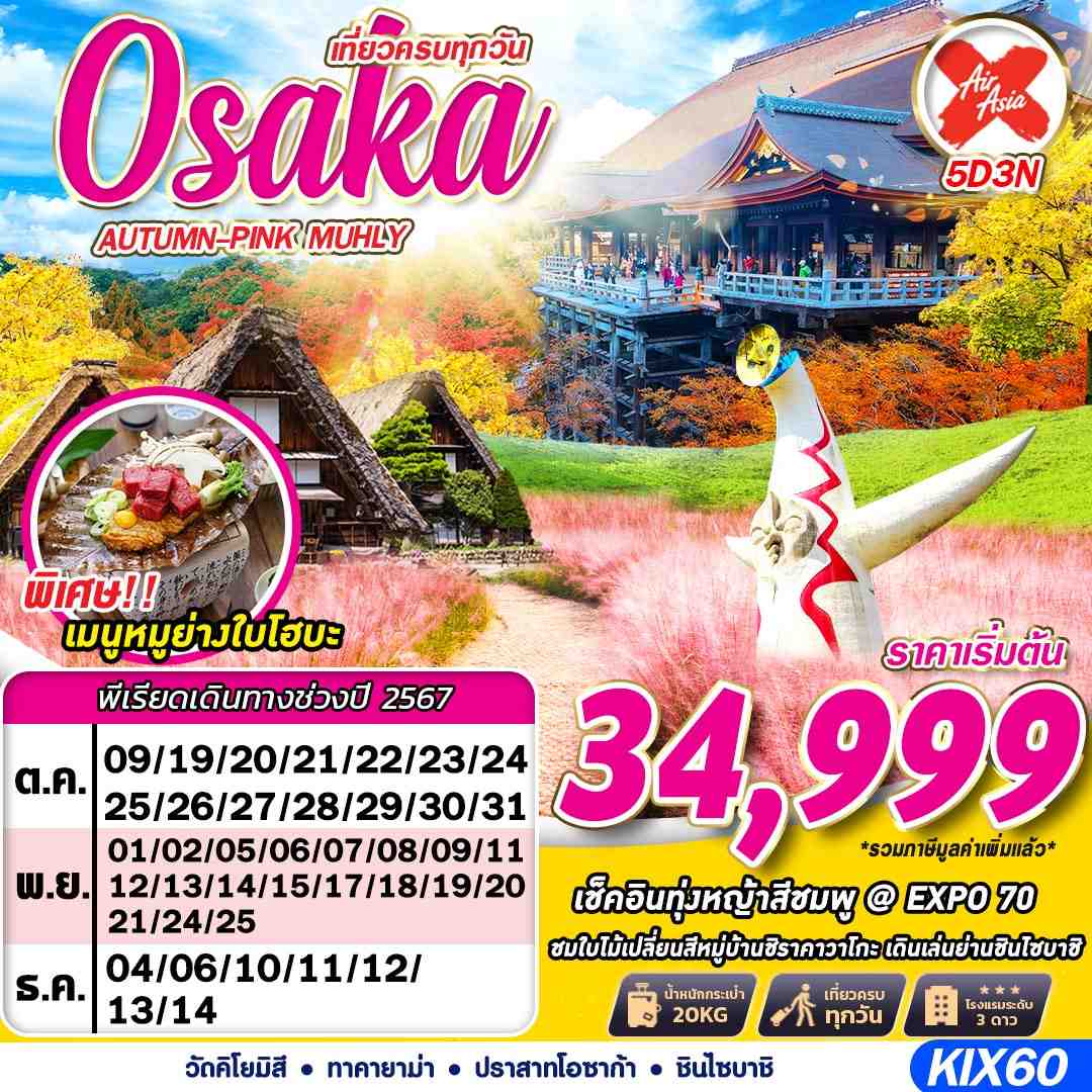 ทัวร์ญี่ปุ่น OSAKA AUTUMN PINK MUHLY (เที่ยวเต็ม) 5D3N