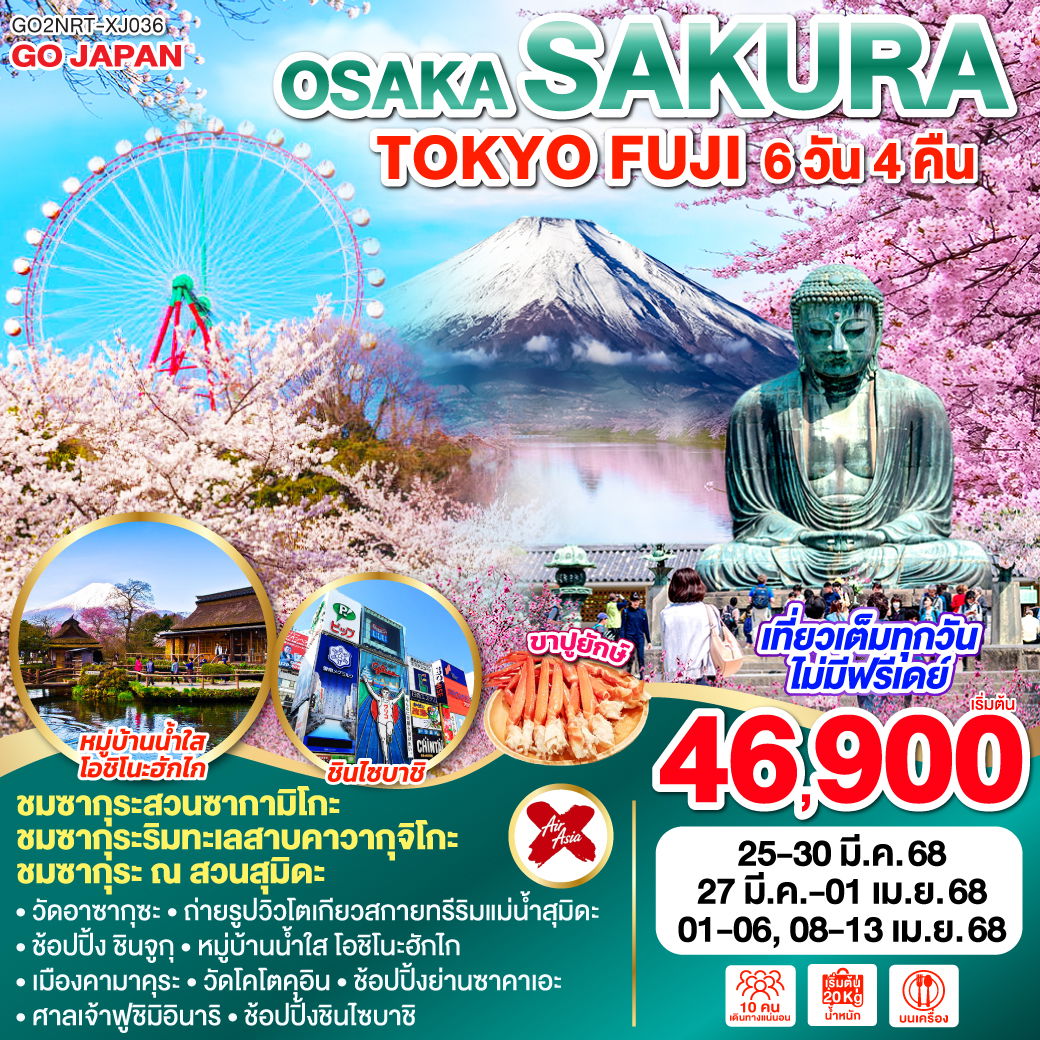 ทัวร์ญี่ปุ่น TOKYO FUJI OSAKA SAKURA 6วัน 4คืน