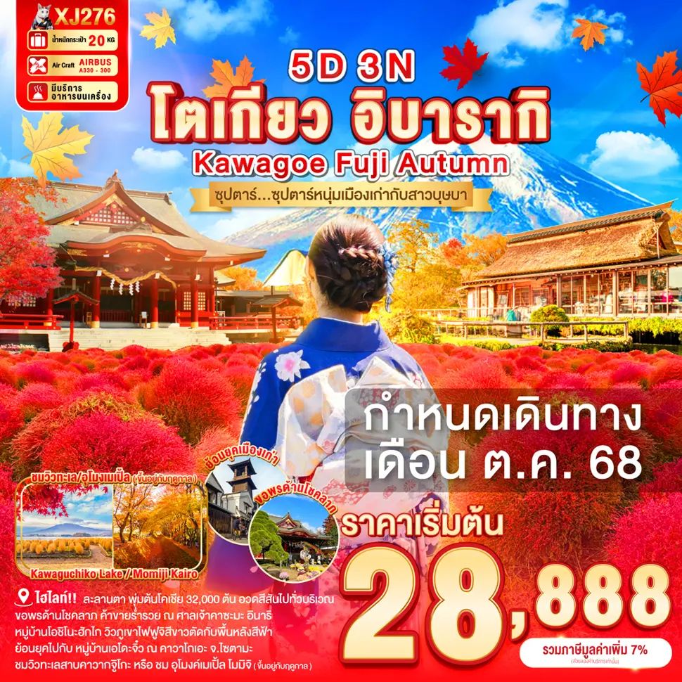 ทัวร์ญี่ปุ่น TOKYO IBARAKI KAWAGOE FUJI AUTUMN 5 วัน 3 คืน ซุปตาร์... ซุปตาร์หนุ่มเมืองเก่ากับสาวบุษบา