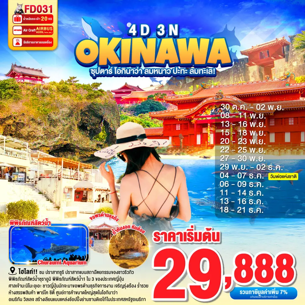 ทัวร์ญี่ปุ่น OKINAWA ซุปตาร์ โอกินาว่า ลมหนาว ปะทะ ลมทะเล! 4 วัน 3 คืน 