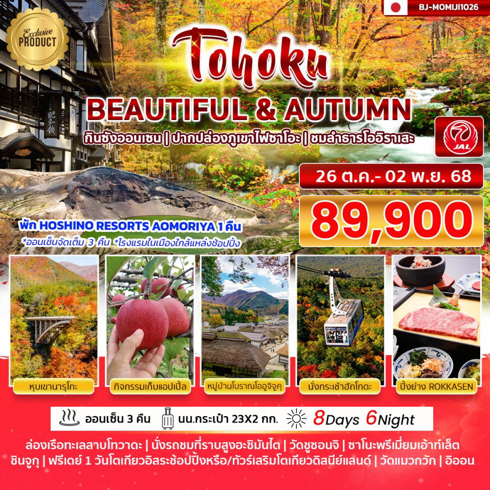 ทัวร์ญี่ปุ่น...TOHOKU BEAUTIFUL & AUTUMN 8 วัน 6 คืน