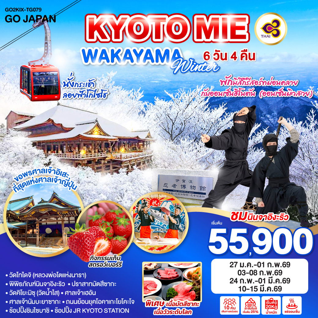 ทัวร์ญี่ปุ่น KYOTO MIE WAKAYAMA WINTER เกียวโต มิเอะ วาคายาม่า 6 วัน 4 คืน