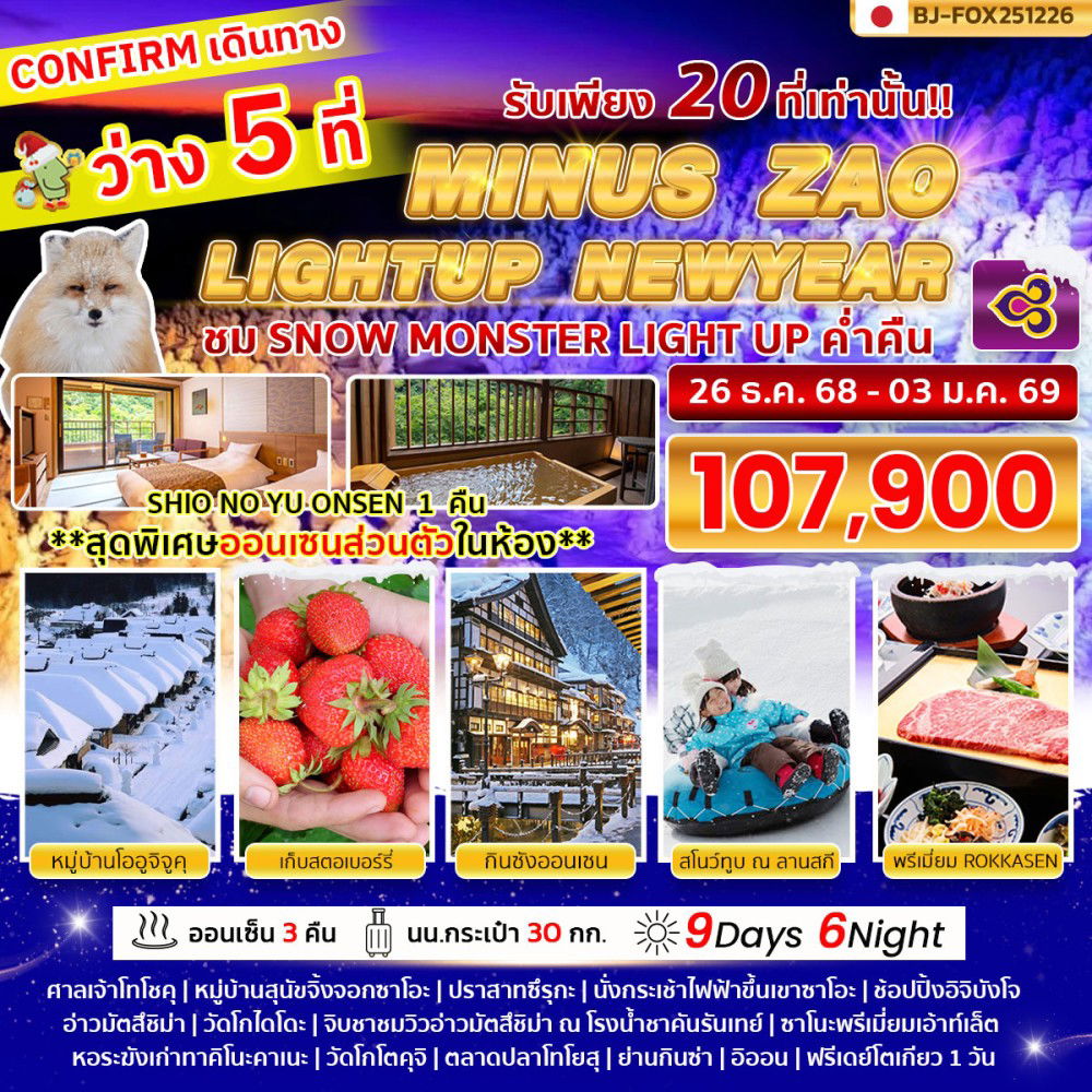 ทัวร์ญี่ปุ่น MINUS ZAO 9 DAY 6 NIGHT