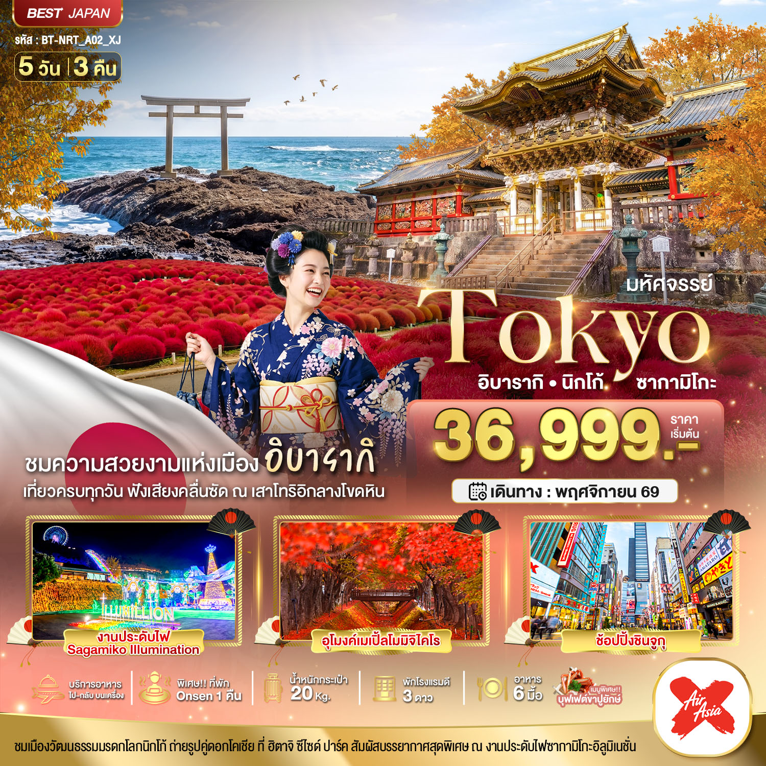 ทัวร์ญี่ปุ่น มหัศจรรย์... TOKYO อิบารากิ นิกโก้ ซากามิโกะ 5 วัน 3 คืน
