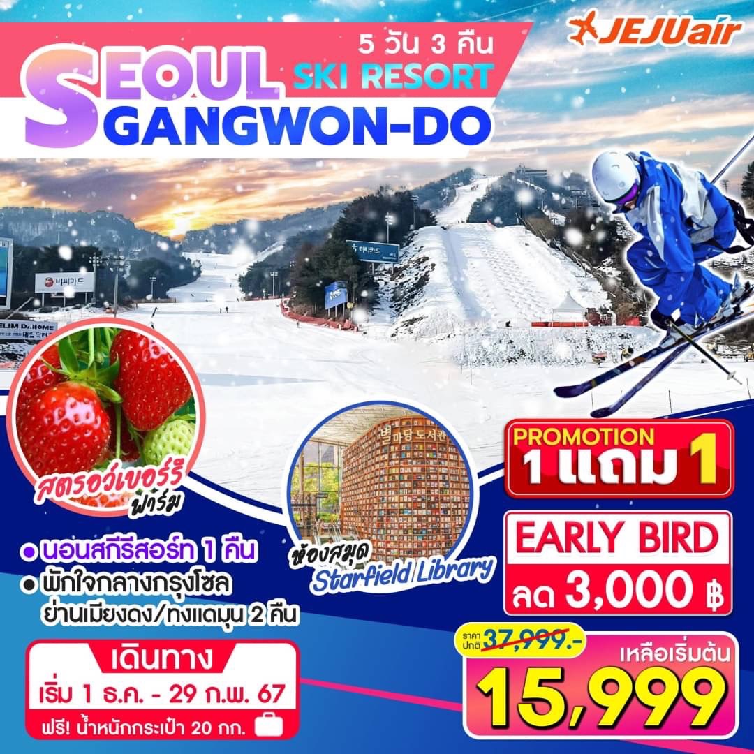 ทัวร์เกาหลีใต้ SEOUL GANGWONDO SKI RESORT 5D 3N