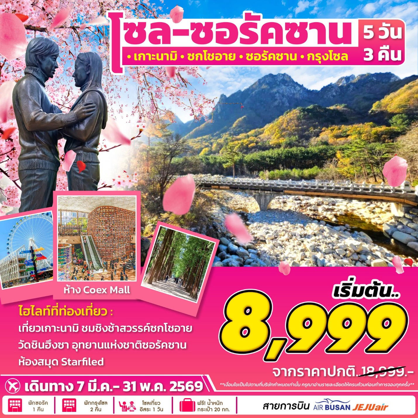 ทัวร์เกาหลี เกาะนามิ Seoul Seorak 5D3N