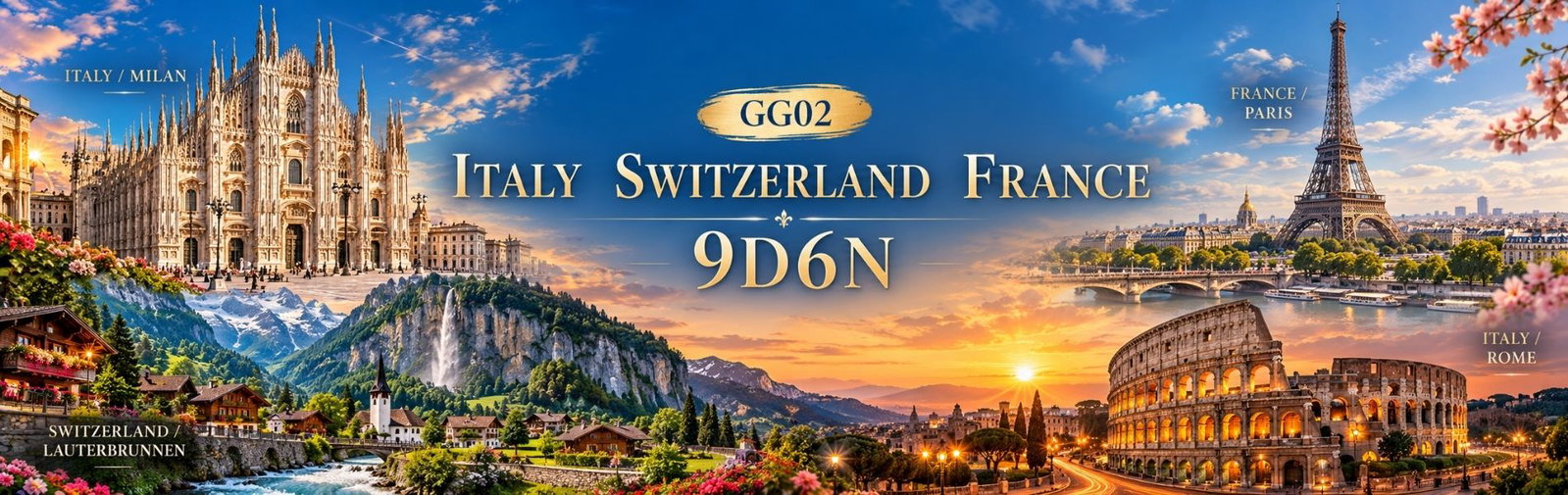 GG02 อิตาลี สวิตเซอร์แลนด์ ฝรั่งเศส 9 วัน