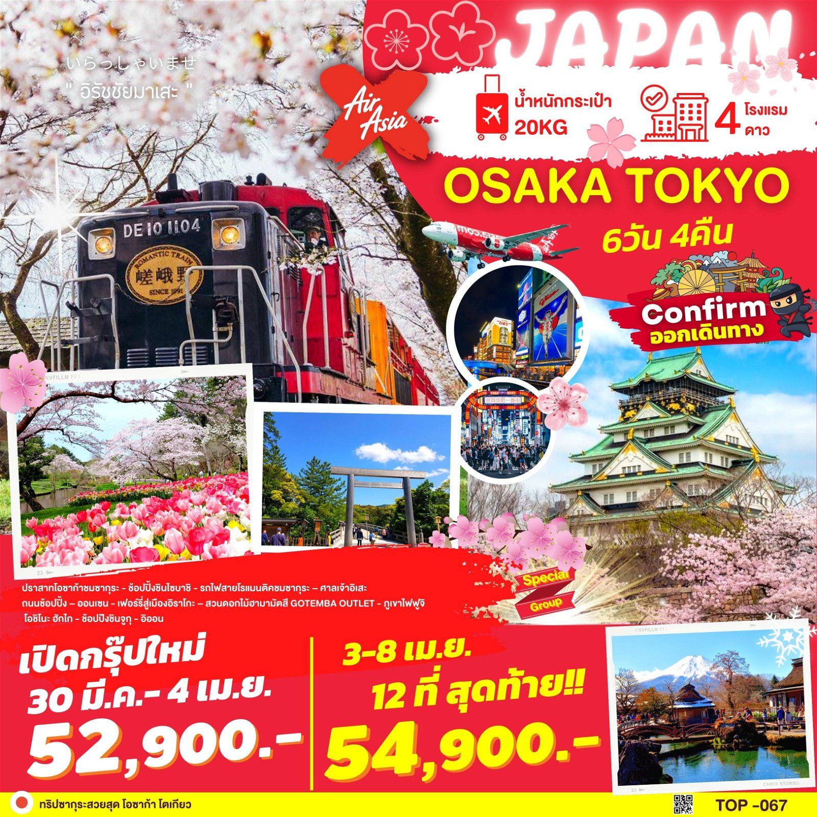 TOP-067 OSAKA TOKYO SAKURA FLOWER 6D4N สงกรานต์