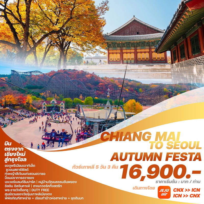 CMSAF2024 ทัวร์เกาหลีบินตรงเชียงใหม่ - โซล CHIANG MAI TO SEOUL AUTUMN FESTA 5 วัน 3 คืน