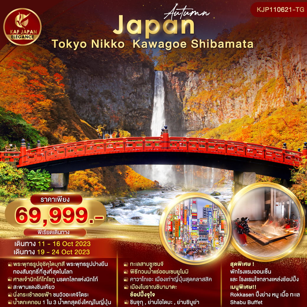 Japan Tokyo Nikko Kawagoe Shibamata โตเกียว นิกโก้ 6วัน 4คืน เดินทาง ต.ค.66 เริ่มต้น 69,999.- Thai Airways (TG)