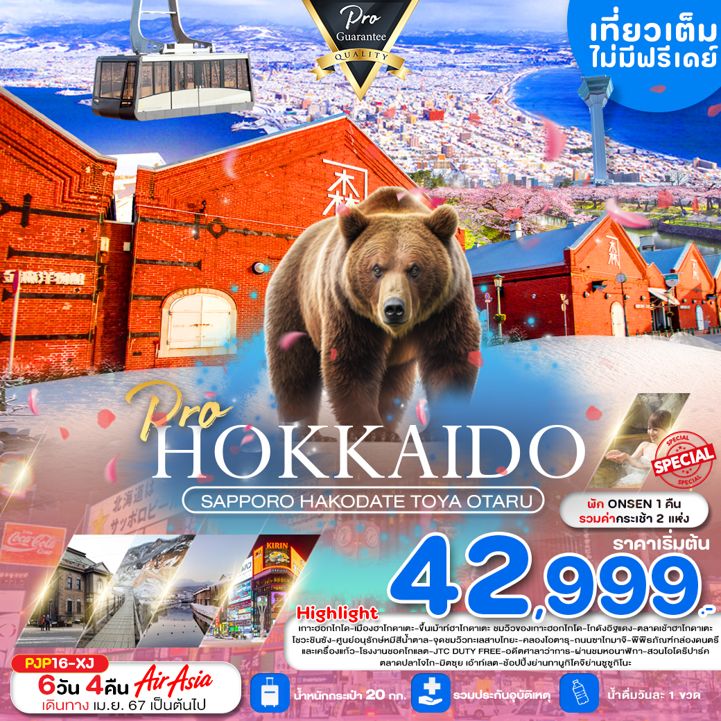 HOKKAIDO SAPPORO HAKODATE TOYA OTARU ฮอกไกโด ซัปโปโร ฮาโกดาเตะ โทยะ โอตารุ 6 วัน 4 คืน เดินทาง เมษายน 67 เริ่มต้น 42,999.- Air Asia (FD)