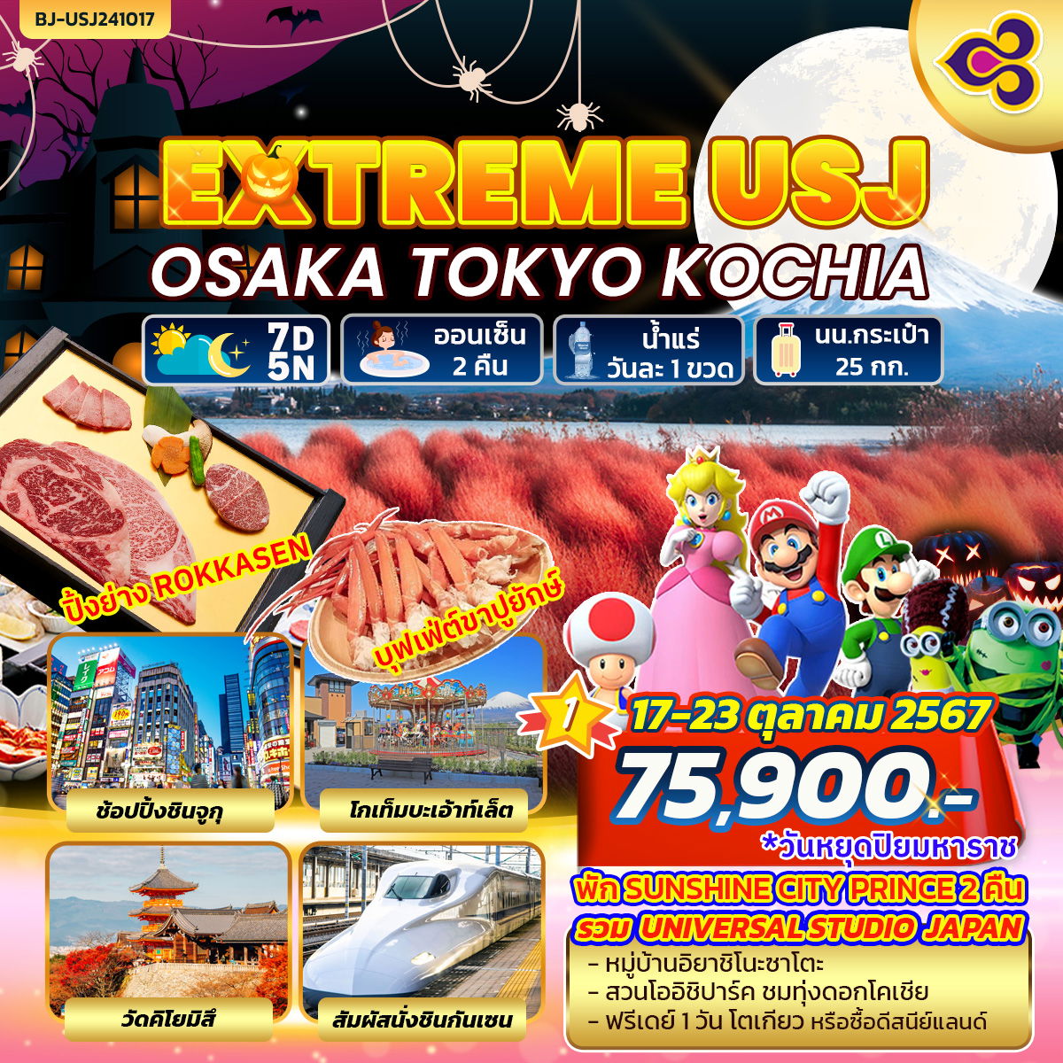 EXTREME USJ OSAKA TOKYO KOCHIA 7D 5N โดยการบินไทย