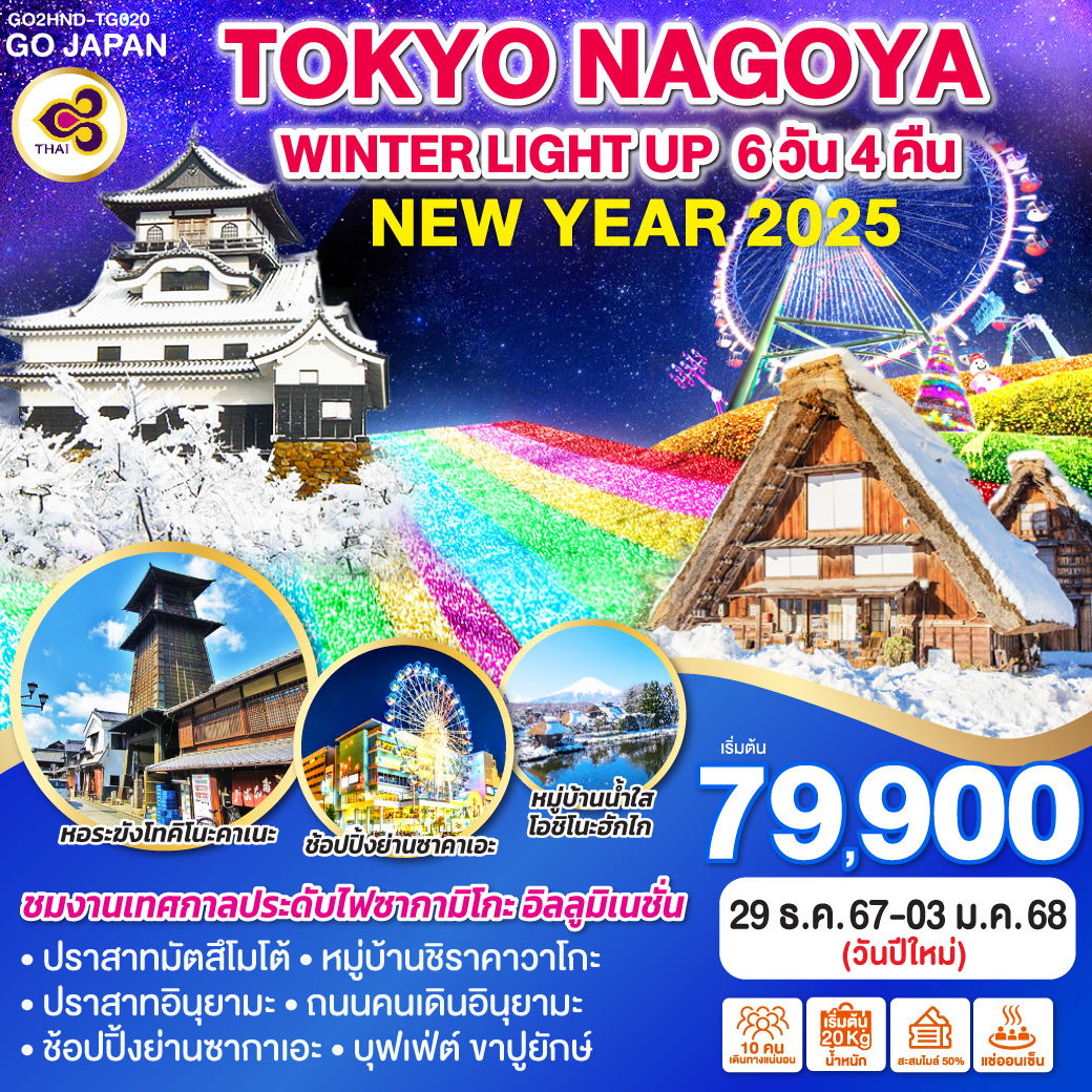 TOKYO NAGOYA WINTER LIGHT UP NEW YEAR 6D 4N โดยสายการบินไทย [GO2HND-TG020]