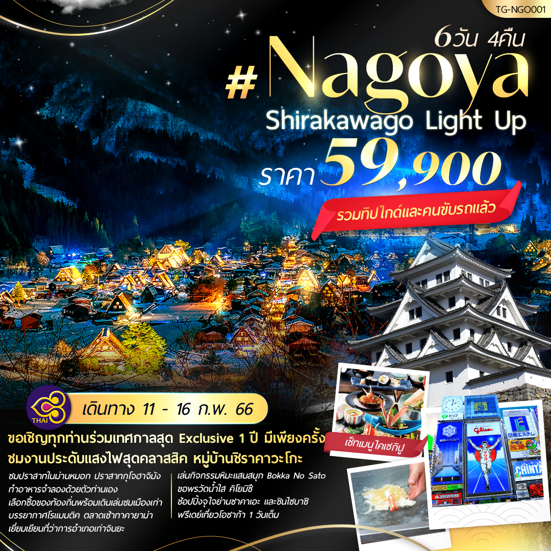 TG-NGO001 Nagoya Shirakawago Light Up Osaka 11-16 Feb 2023
