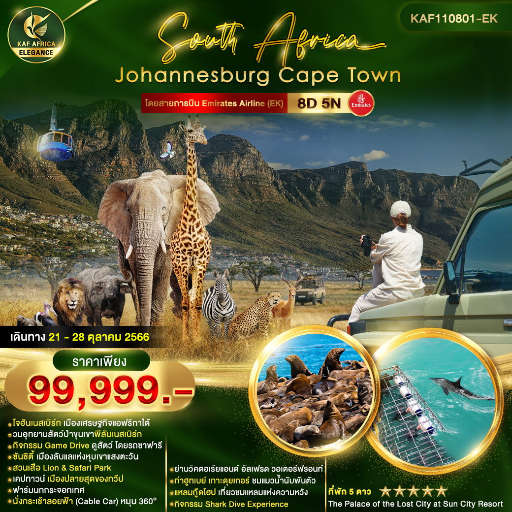 SOUTH AFRICA JOHANNESBURG CAPE TOWN 8D5N BY EK