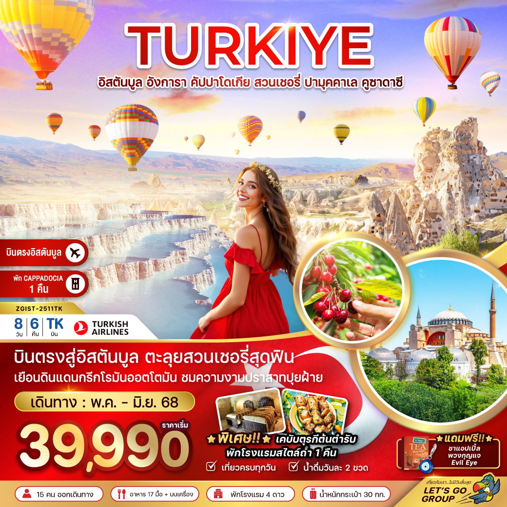 ทัวร์ตุรกี อิสตันบูล อังการา คัปปาโดเกีย ปามุคคาเล คูซาดาซี 8 วัน 6 คืน by Turkish Airlines