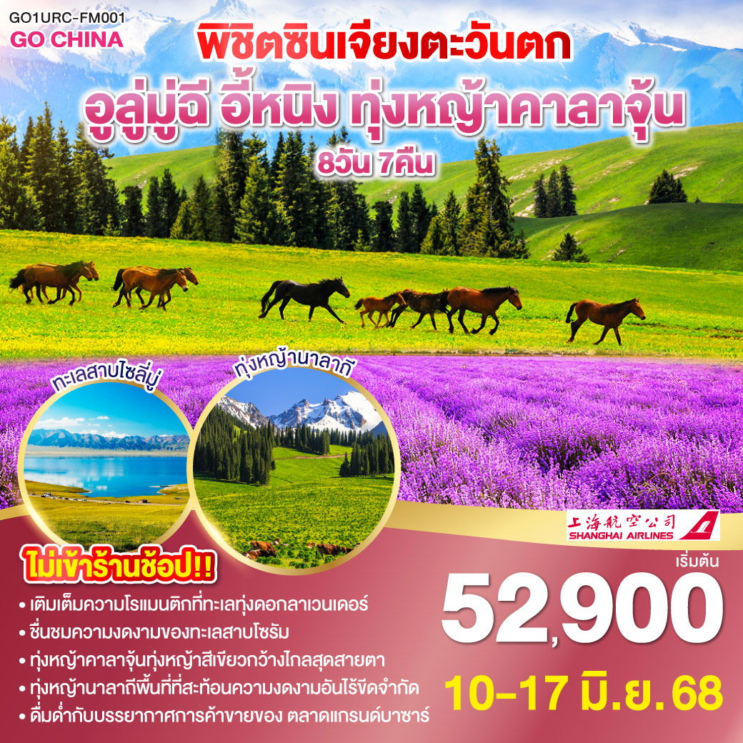 ทัวร์จีน ซินเจียงตะวันตก อูลู่มู่ฉี อี้หนิง ทุ่งหญ้าคาลาจุ้น 8 วัน 7 คืน by Shanghai Airlines