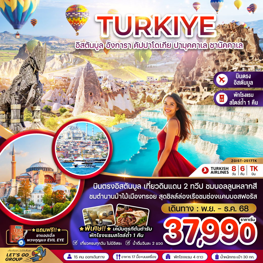 ทัวร์ตุรกี อิสตันบูล อังการ่า คัปปาโดเกีย ปามุคคาเล ชานัคคาเล 8 วัน 6 คืน by Turkish Airlines
