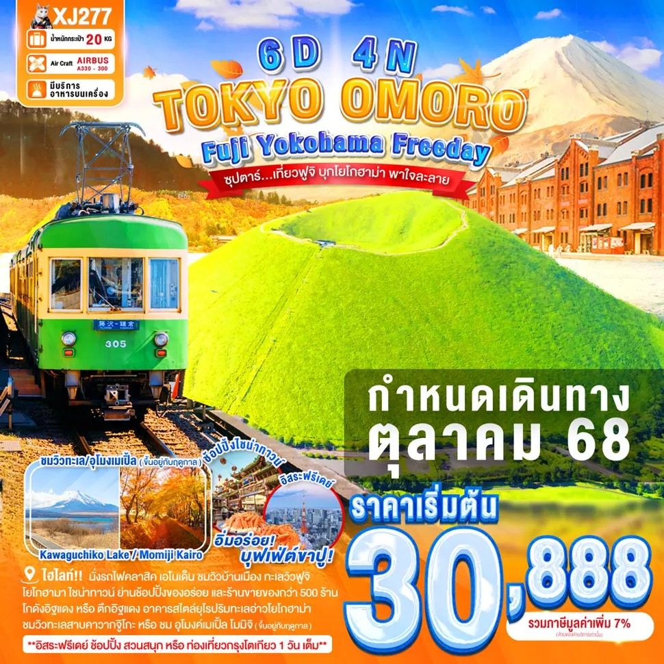 ทัวร์ญี่ปุ่น โตเกียว ฟูจิ โยโกฮาม่า 6 วัน 4 คืน by Thai AirAsia X